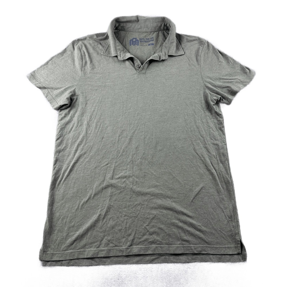 Into The AM Polo Shirt Men M Green Slim Fit Premium Cotton Blend Sporty Office